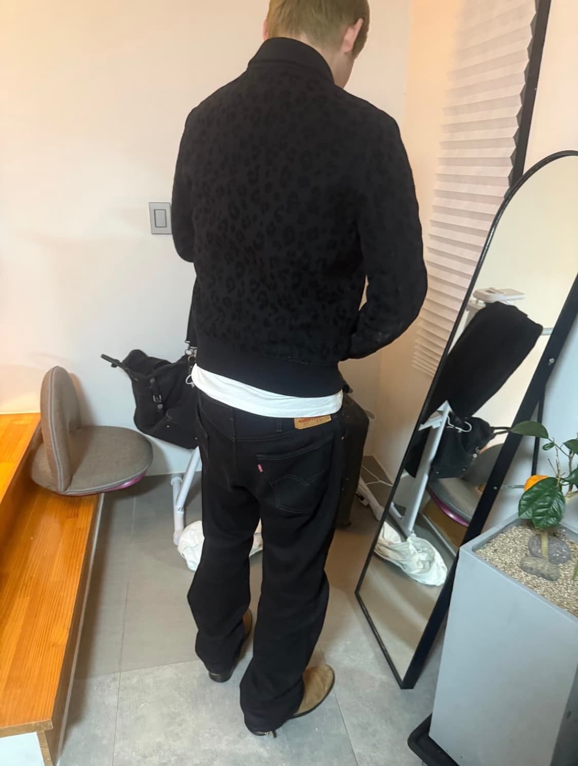 Saint Laurent 생로랑 15fw 블랙 레오파드 테디 자켓 상품이미지2