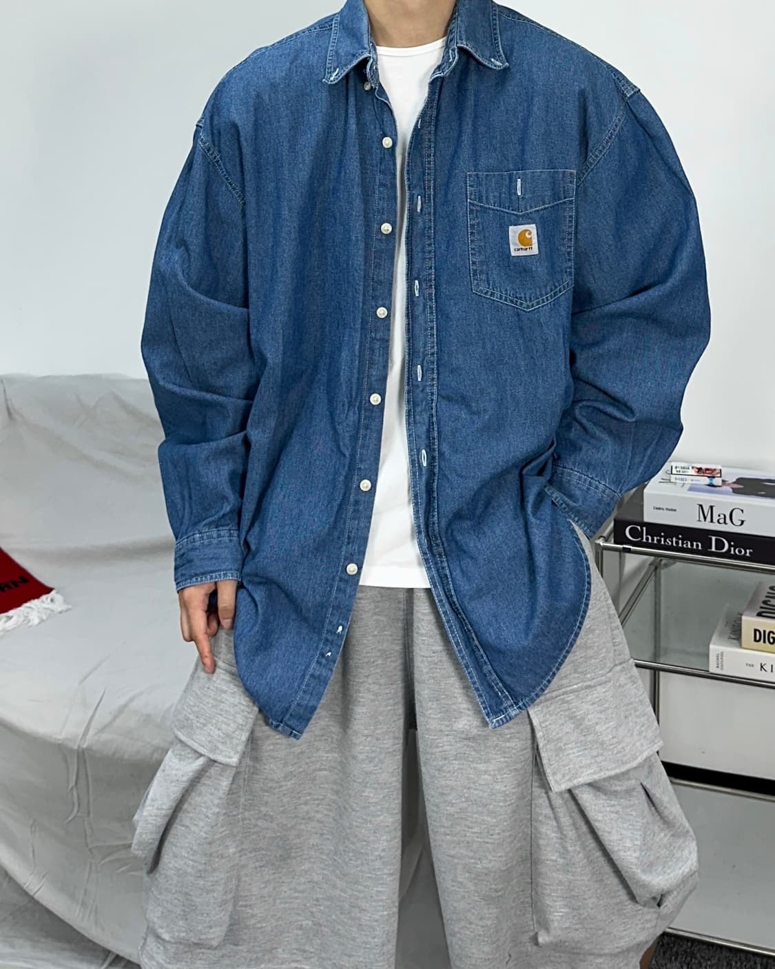 칼하트 90s 중청 데님 셔츠 L 상품이미지3