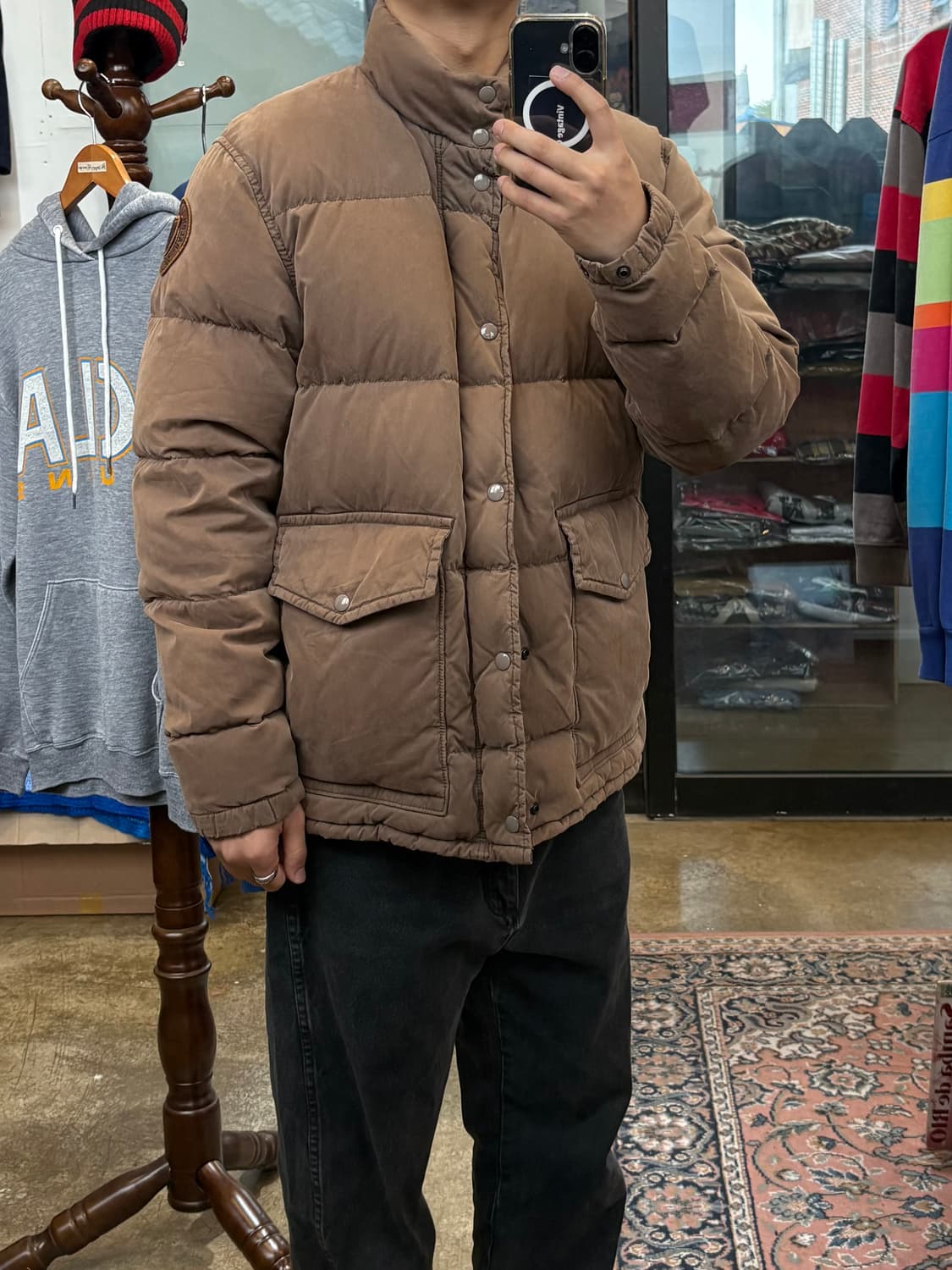 Polo Jeans Co 덕다운 가죽 패치 패딩 상품이미지3