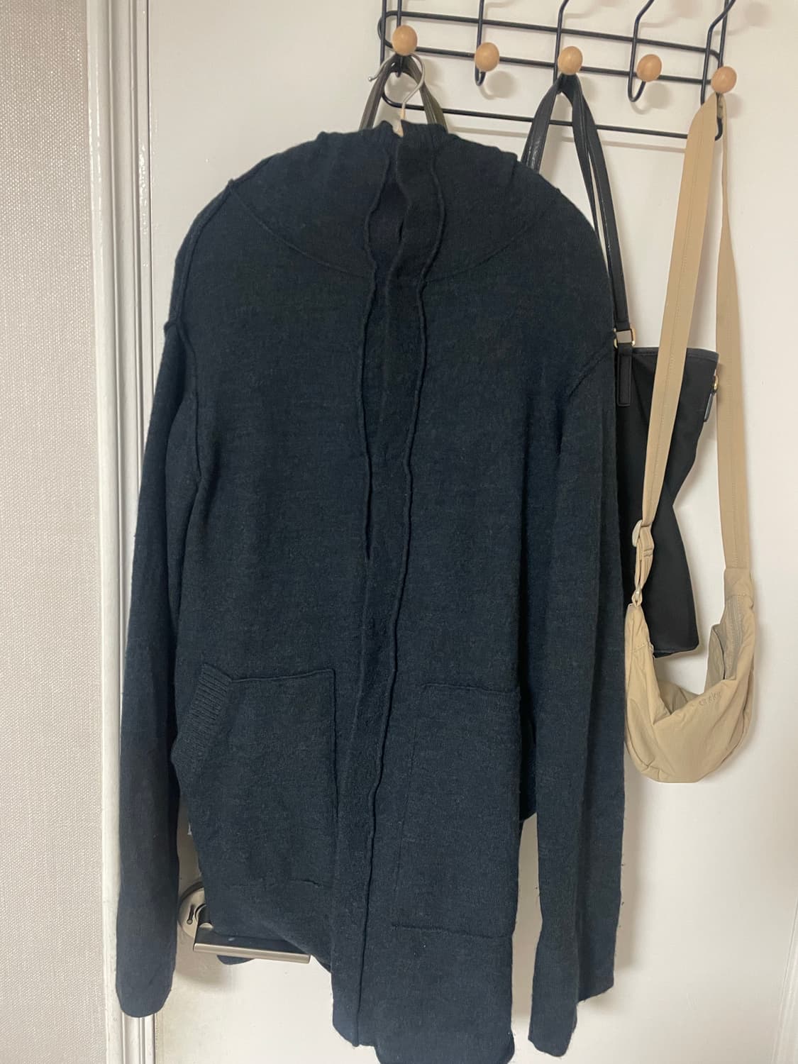 요지야마모토 후드 니트 코트 상품이미지2