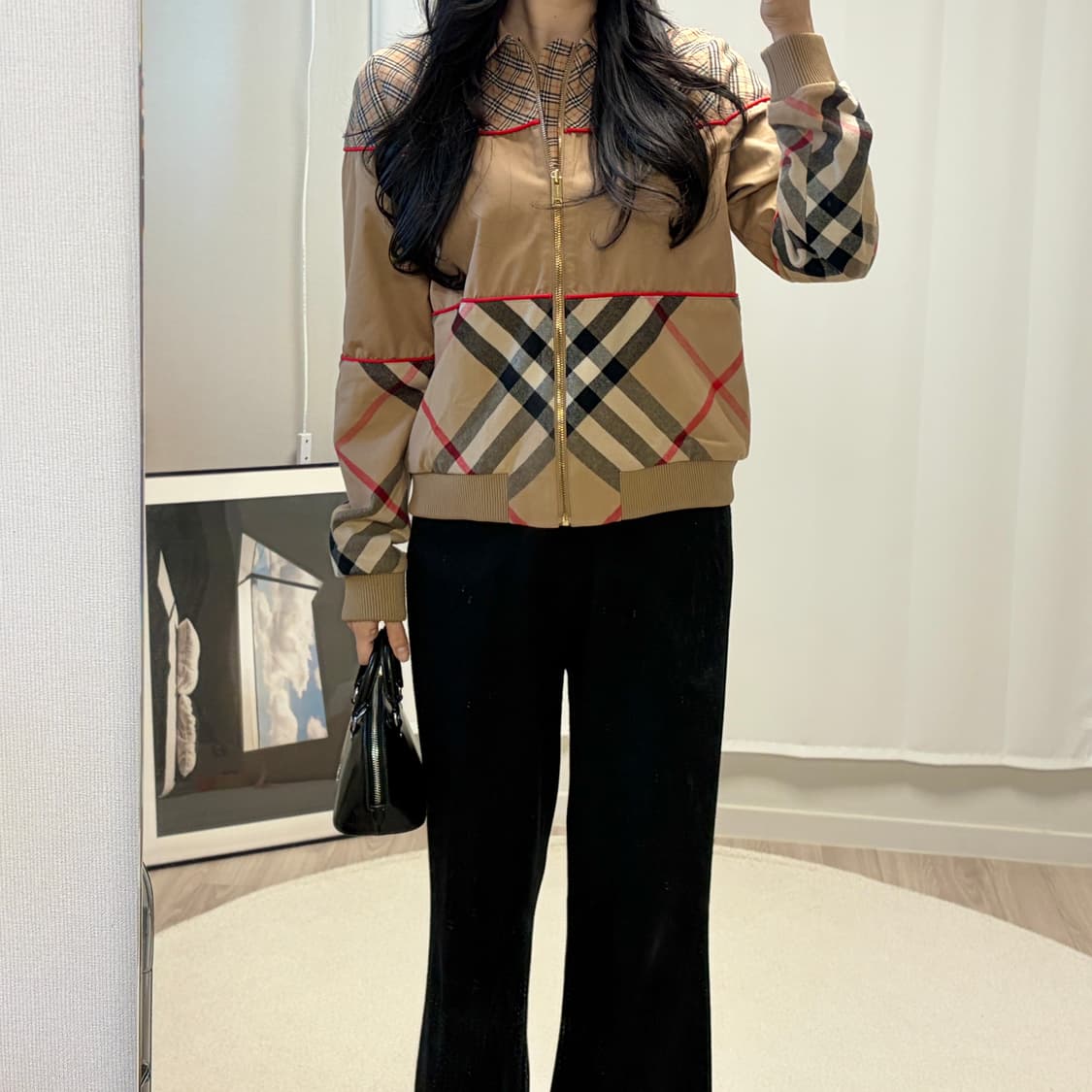 정품 버버리 콘트라스트 체크 패널 자켓 상품이미지8