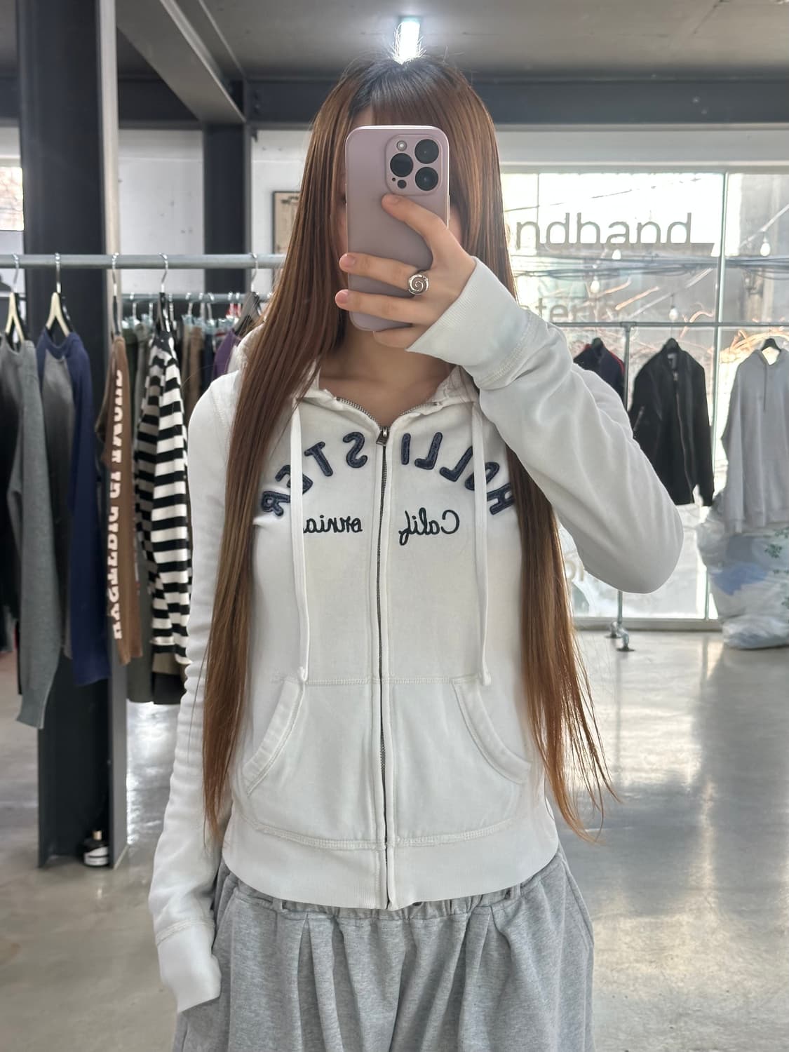 홀리스터 후드집업 화이트 상품이미지1