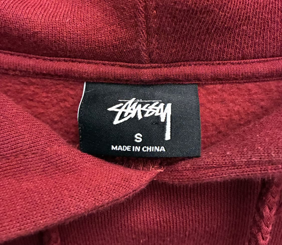 (S/97)Stussy 스투시 SS 큐브 백프린트 후드티셔츠 버건디 상품이미지8