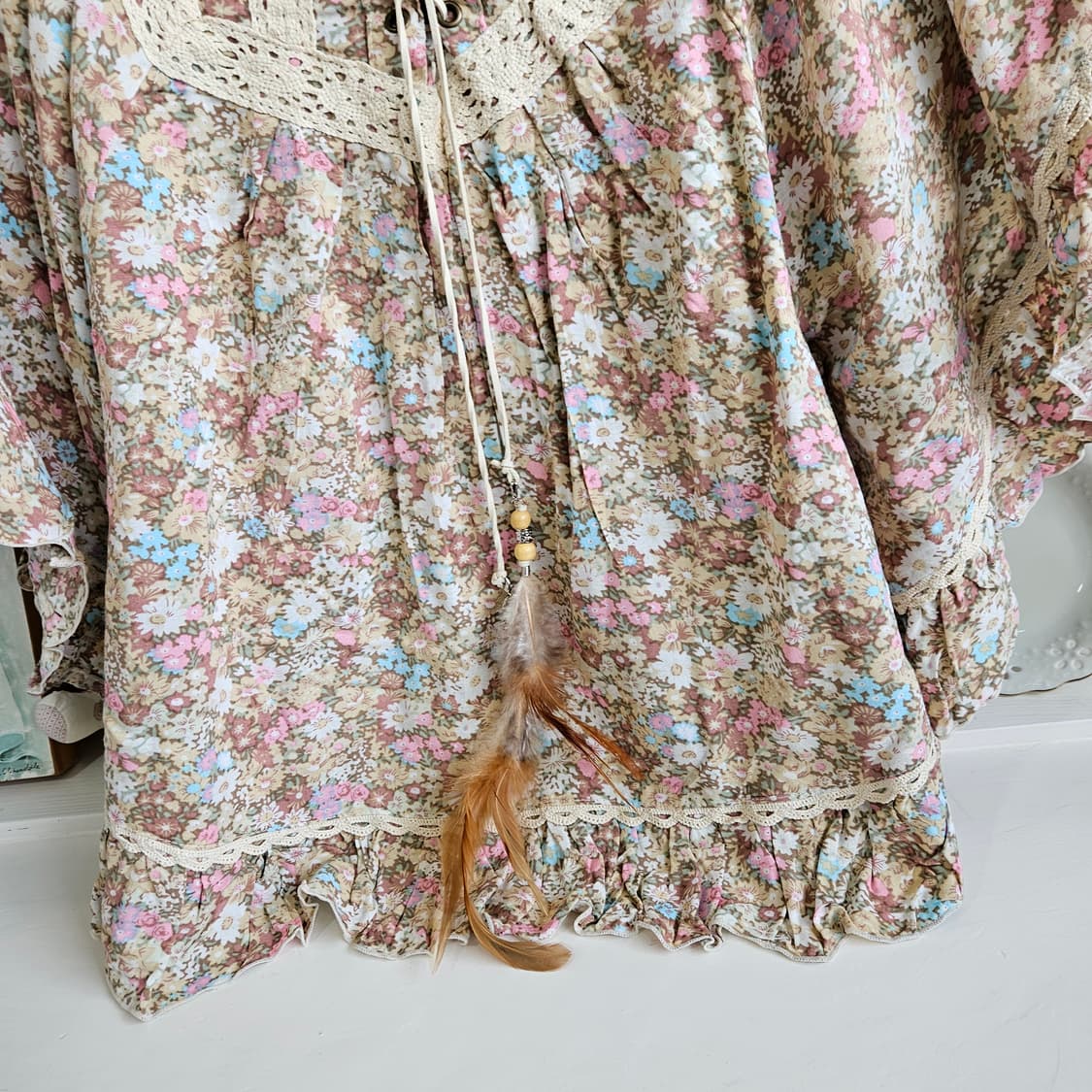 0327 플라워 코르셋 레이스 케이프블라우스 상품이미지3