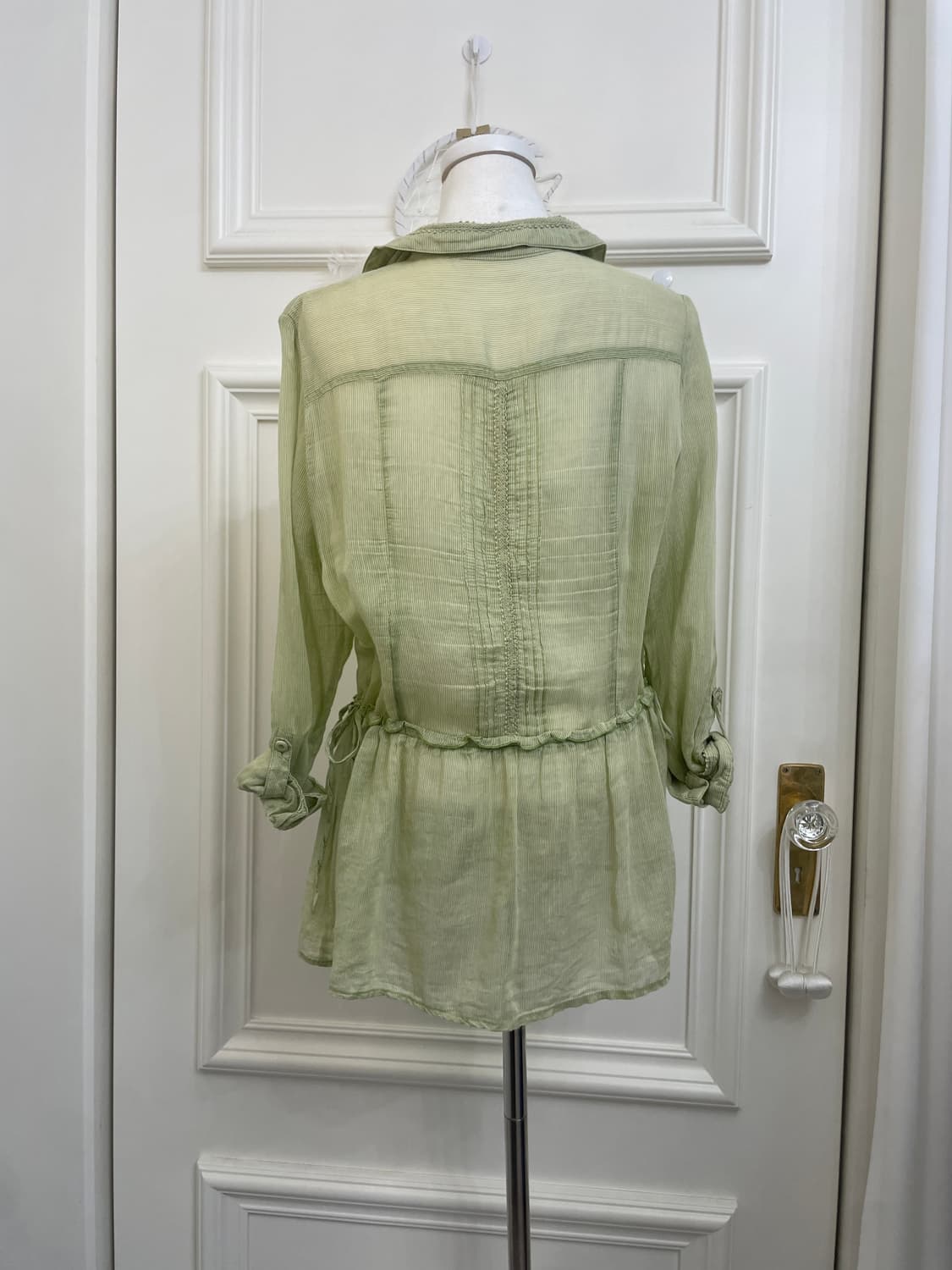 olive stripe side string long blouse 상품이미지3