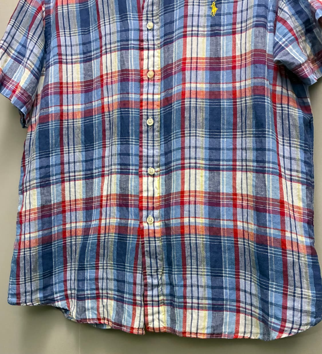 (M)POLO 폴로랄프로렌 마드라스 리넨 버튼다운 반팔 체크셔츠 상품이미지6