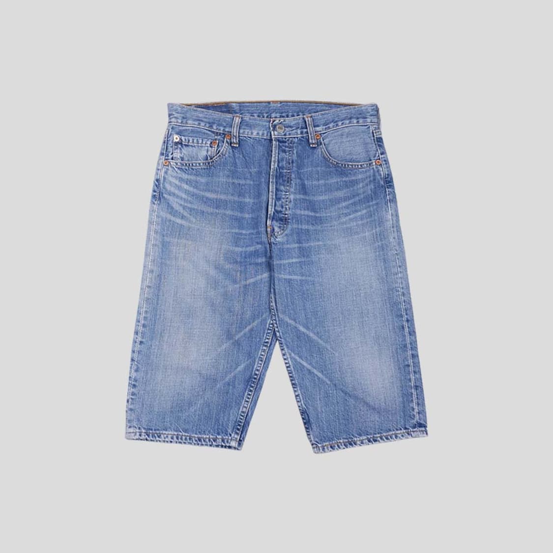 리바이스 재팬 501 중청워싱 버튼플라이 데님 하프팬츠 상품이미지2