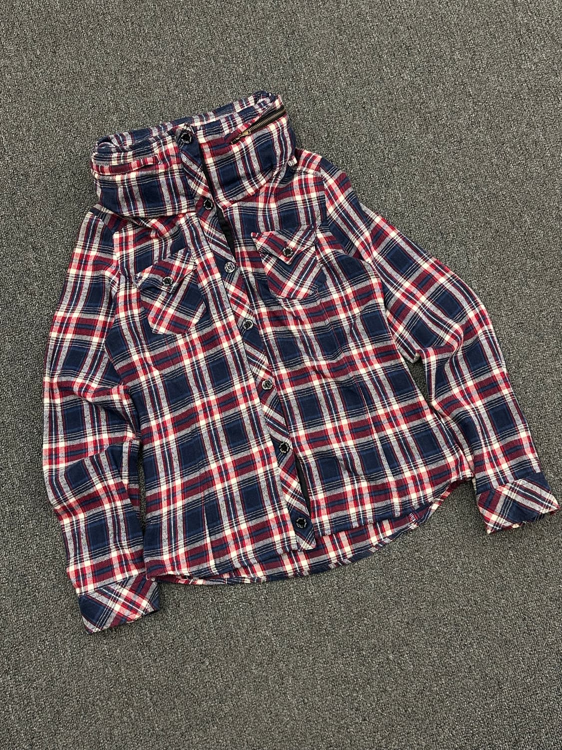 M)DigDeep 빈티지 여성 히든 후드 플란넬 셔츠 자켓 상품이미지2