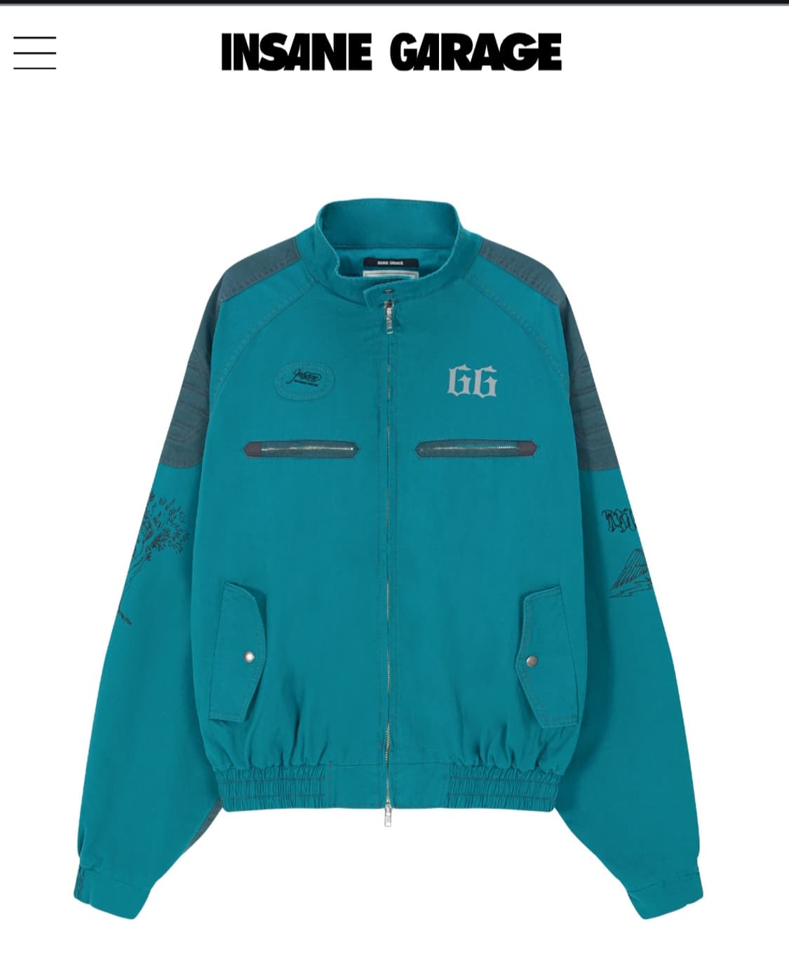 인세인개러지 패디드 해링턴 자켓 틸컬러 3 size 상품이미지1