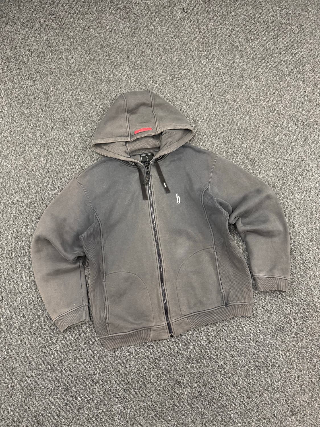 M)DJ Honda 빈티지 플리스 사이드 panel 디테일 차콜 후드집업 상품이미지2