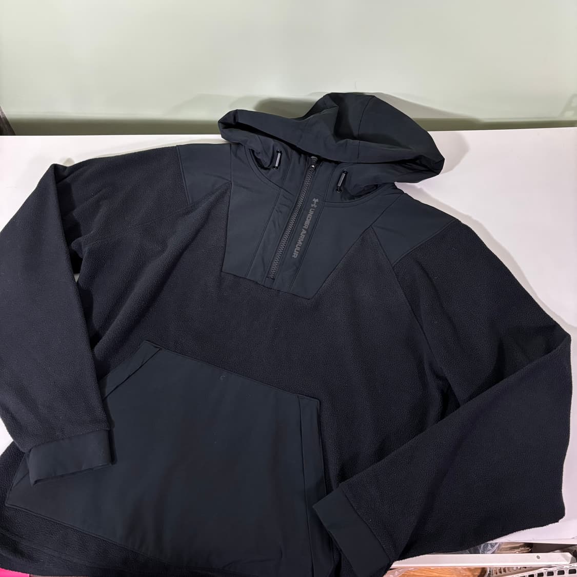 L 언더아머 블랙 반집업 플리스 후드티 상품이미지1