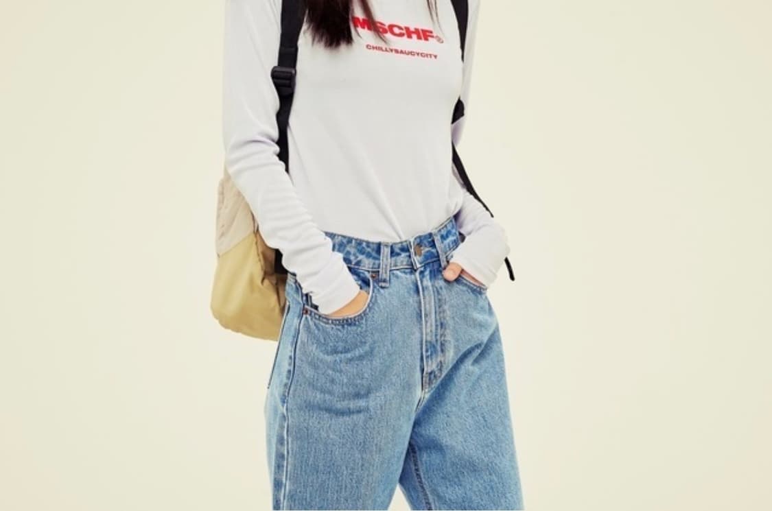 MSCHF 미스치프 텐셀 롱슬리브 라벤더블루레드로고긴팔티셔츠라운드넥나일론 상품이미지2