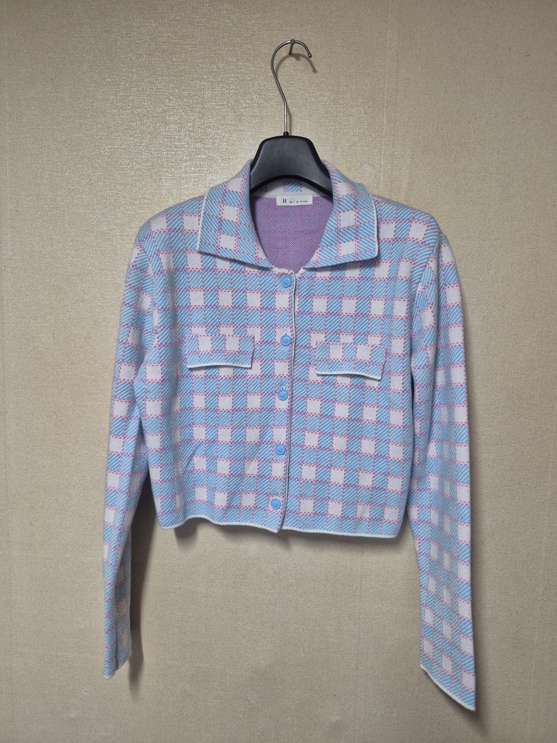 잇미샤 체크패턴 숏 가디건(자켓) 상품이미지1