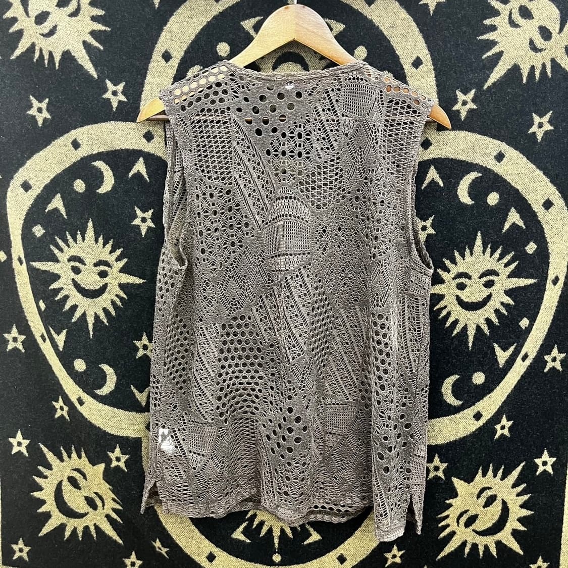 빈티지 히피 에스닉 펀칭 뜨개 모리 하구미 여름 니트 베스트 K0060 상품이미지3