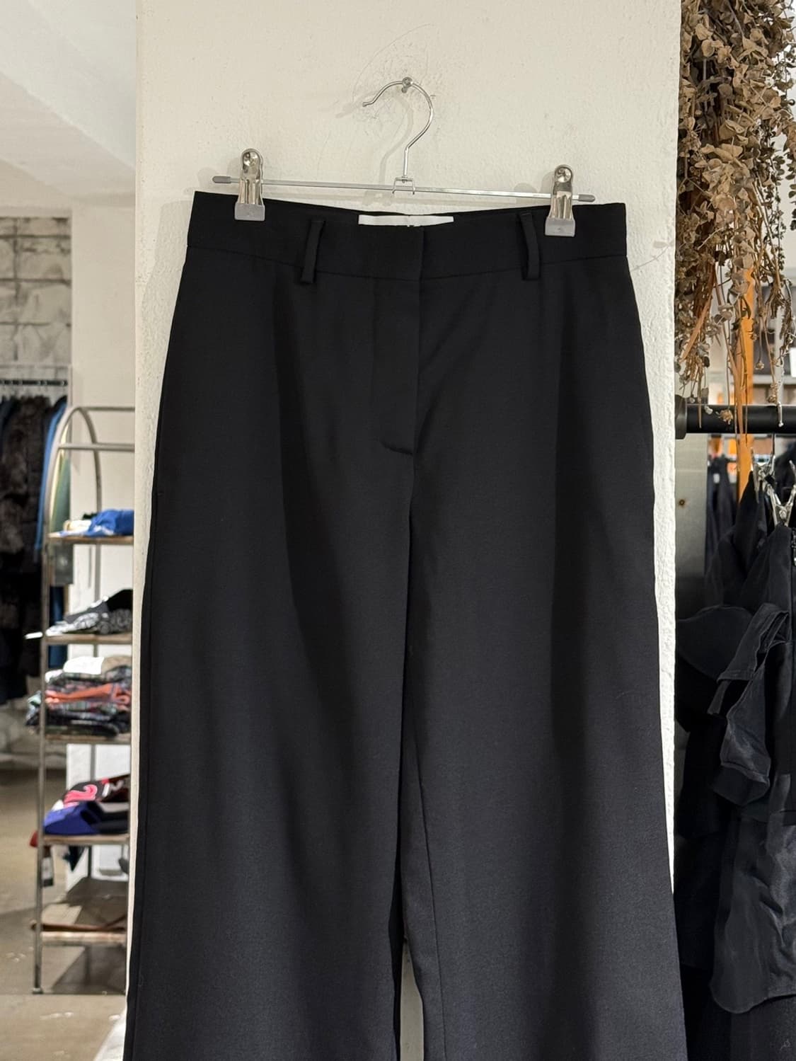 로에베 블랙 폴리 코튼 혼방 스트레이트 팬츠 상품이미지2