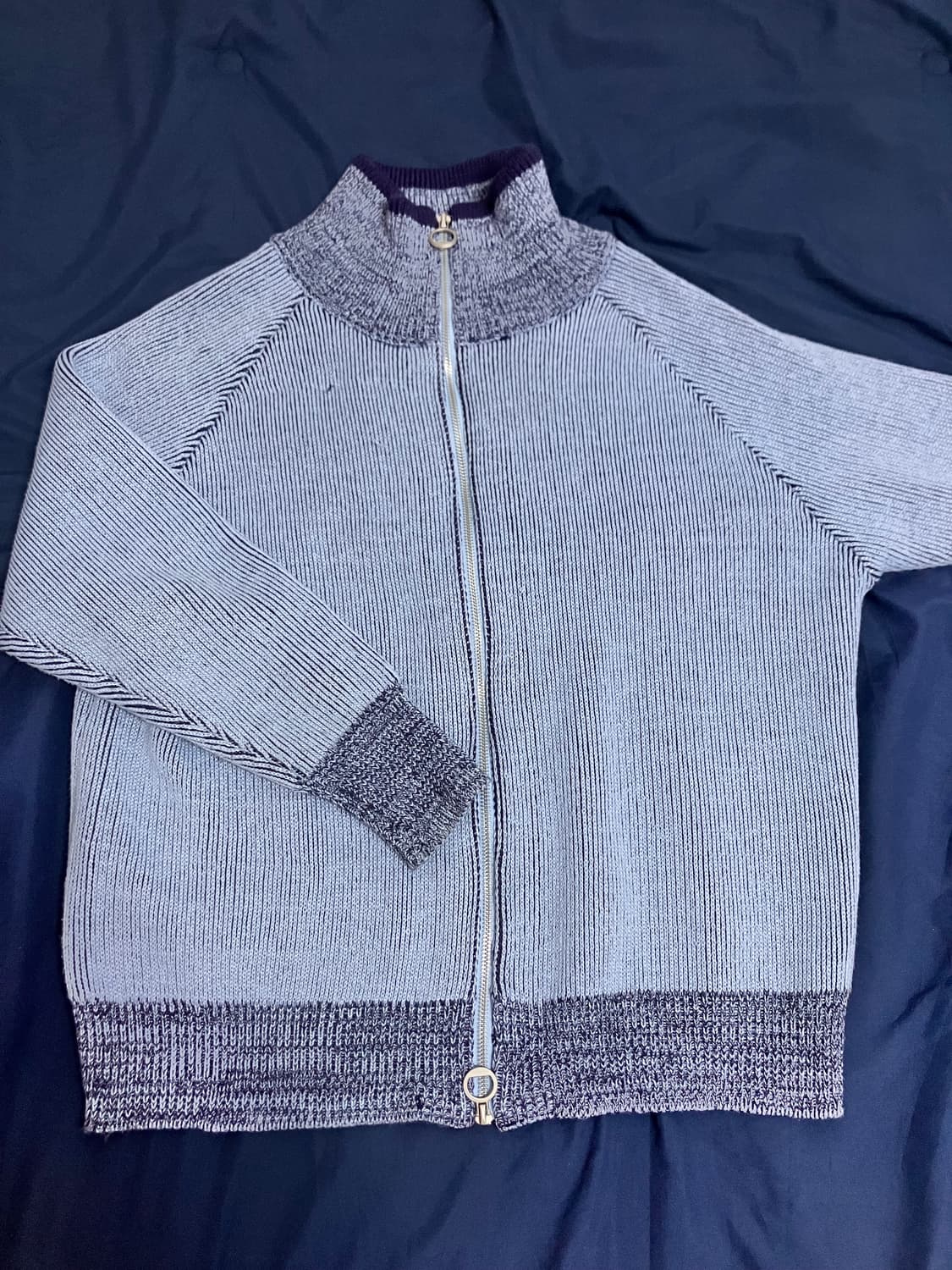 워싱 울 더블 니트 집업 상품이미지1