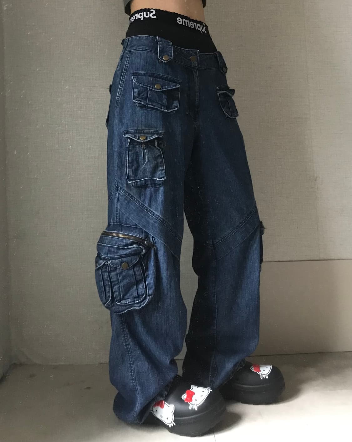 멀티포켓 데님 카고팬츠 상품이미지1