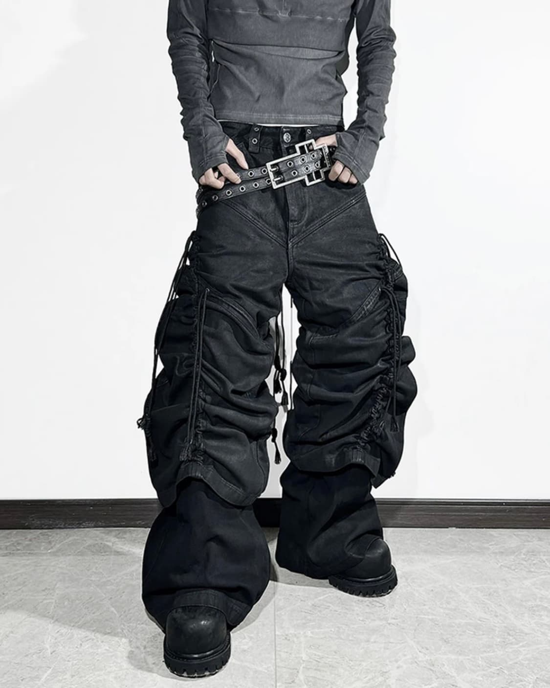 Waxed Draw String Baggy Pants 상품이미지4