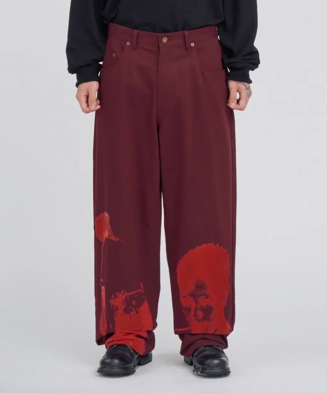 아조바이아조 버건디 팬츠 바지 XL 상품이미지3