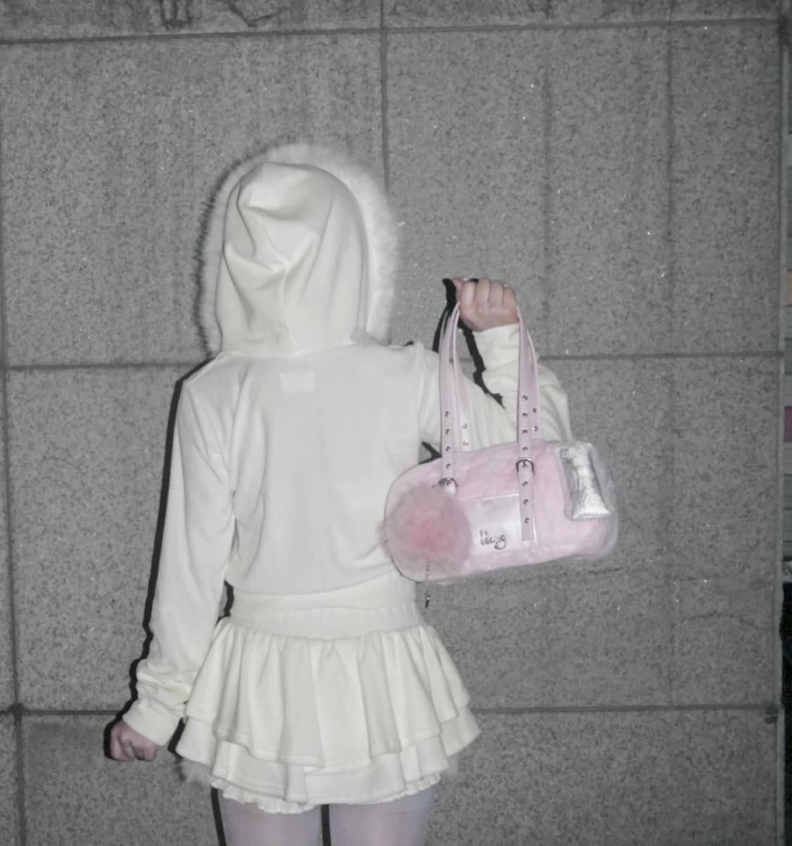 달천깔 아이당클럽 퍼 벨벳 후드집업+스커트 셋업 상품이미지4