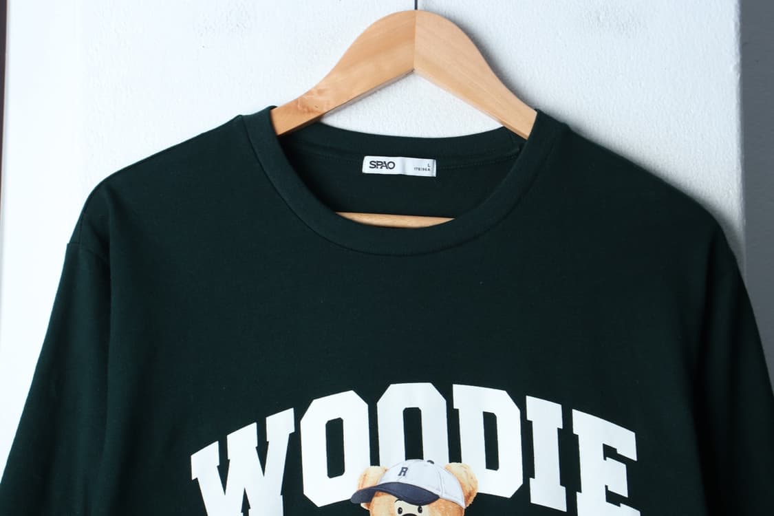 (L-XL) 스파오 반팔 티셔츠 빅로고 곰돌이 그린 올드스쿨-H32270 상품이미지3