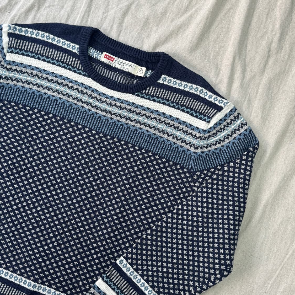 리바이스 페어아일 네이비탭 눈꽃 니트 L 상품이미지2