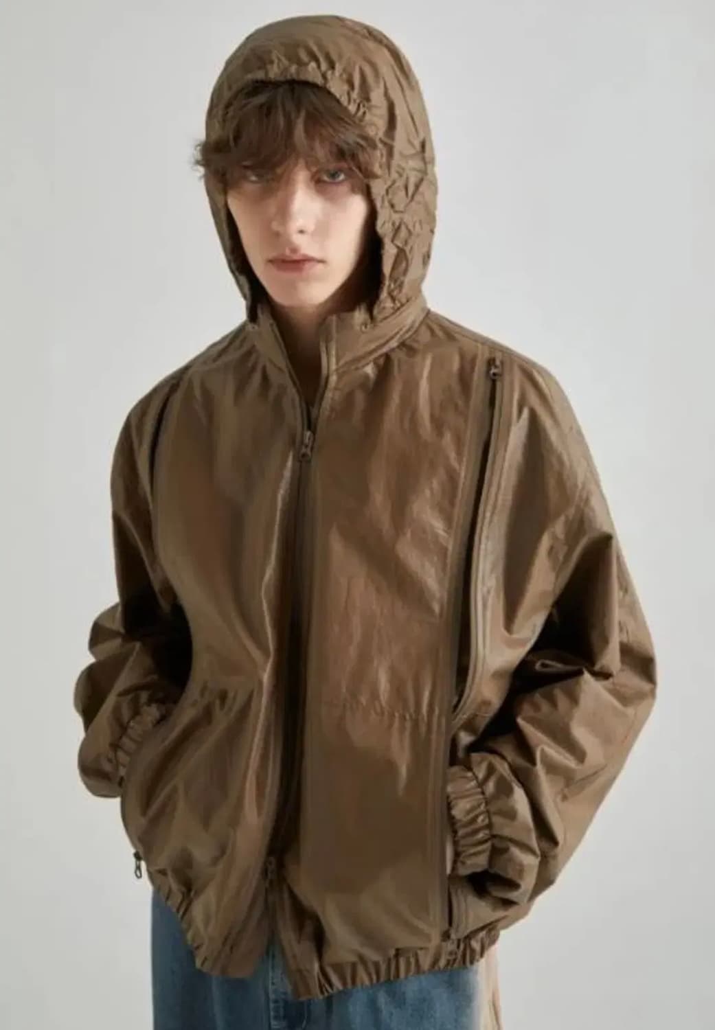 [새상품]로파이 발렌시 코티드 멀티 집업 브라운 L XL 상품이미지5