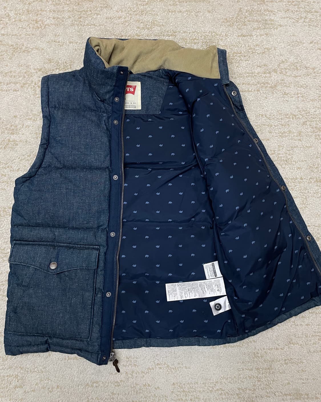 [M] 리바이스 덕 다운 데님 베스트 코듀로이 카라 조끼 상품이미지5