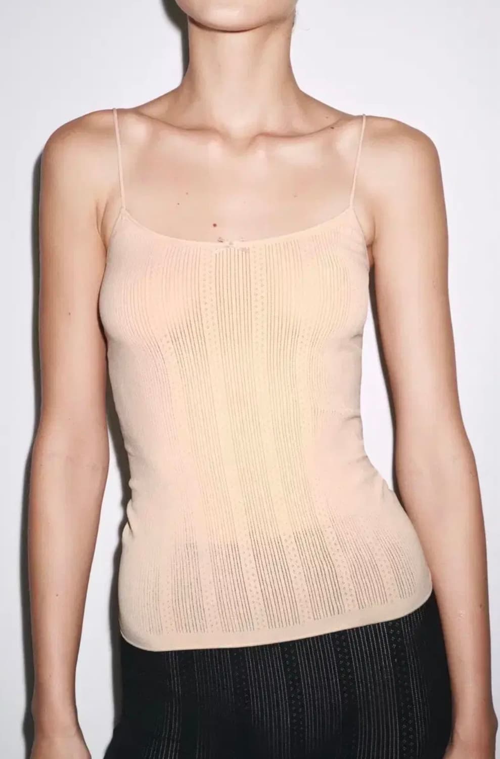 ZARA 자라 리본 매듭 포인트 멜빵 탑, 자라 아일렛 나시 상품이미지1