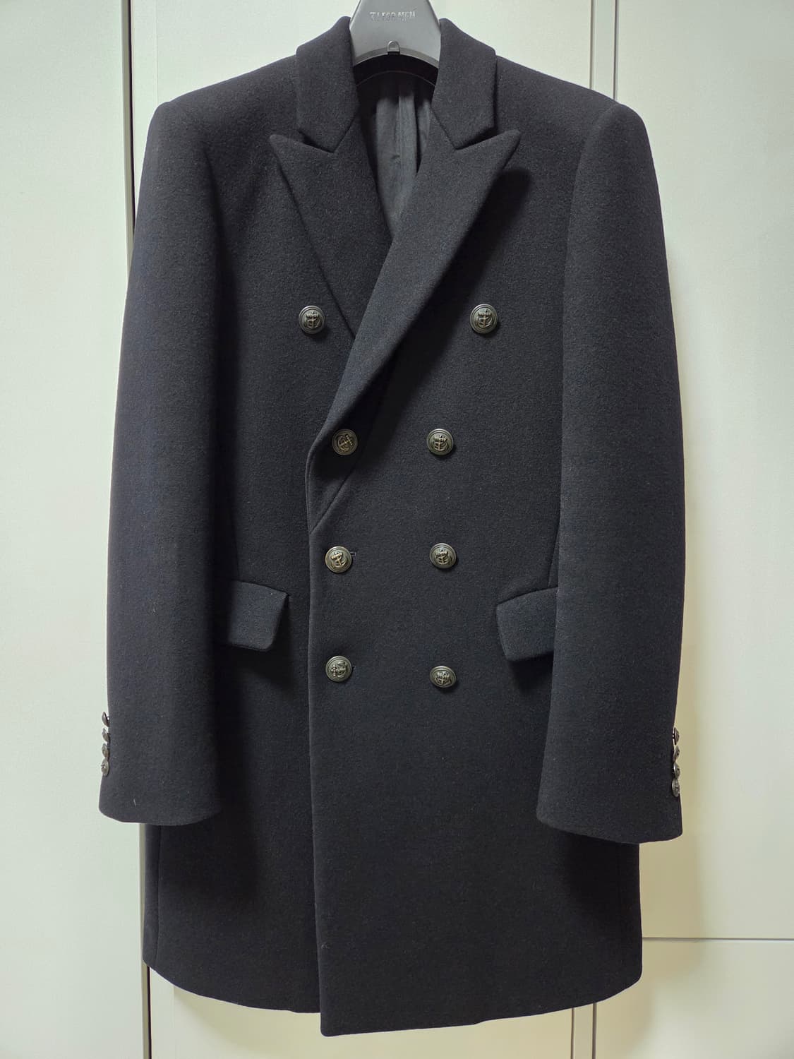 타임옴므 블랙 더블 브레스티드 코트 상품이미지1