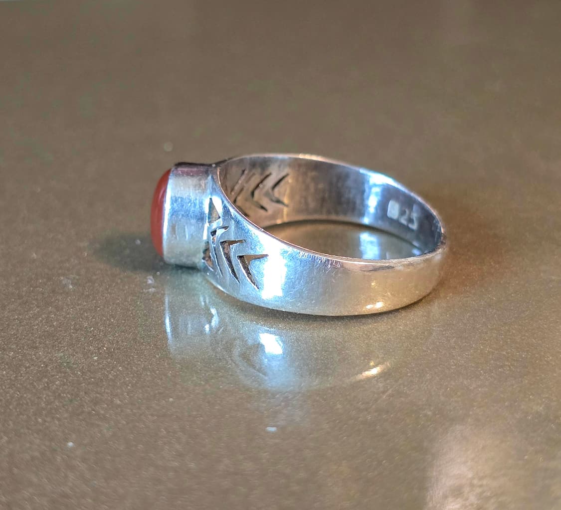 네이티브 아메리칸 스타일 카넬리안 원석 은 반지 상품이미지5