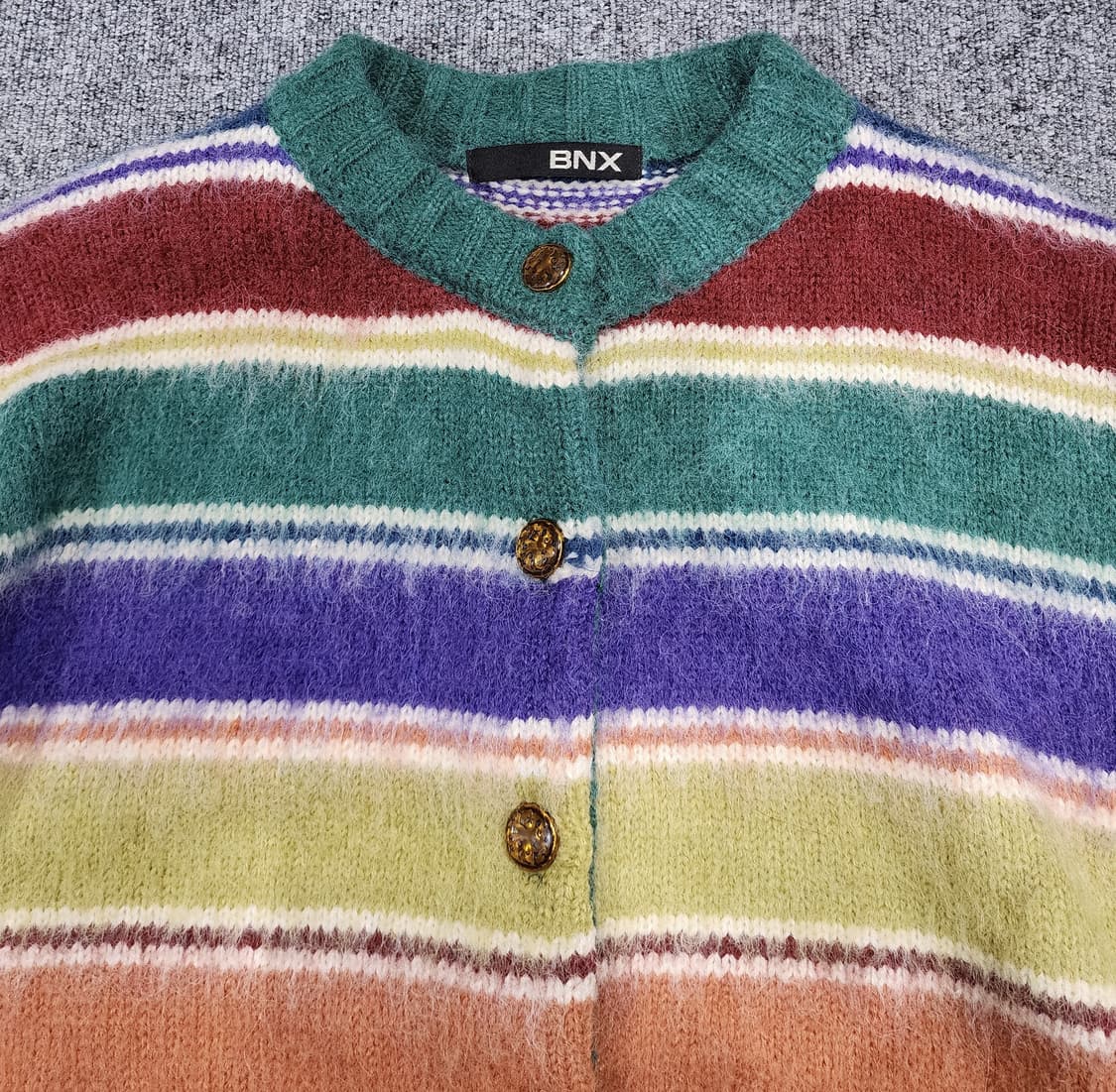 BNX 스트라이프 무지개 니트 가디건 상품이미지3