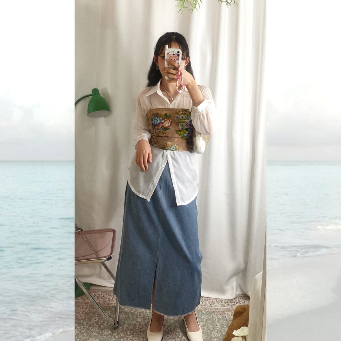 연청 보라 디테일 버클 롱 스커트 상품이미지7
