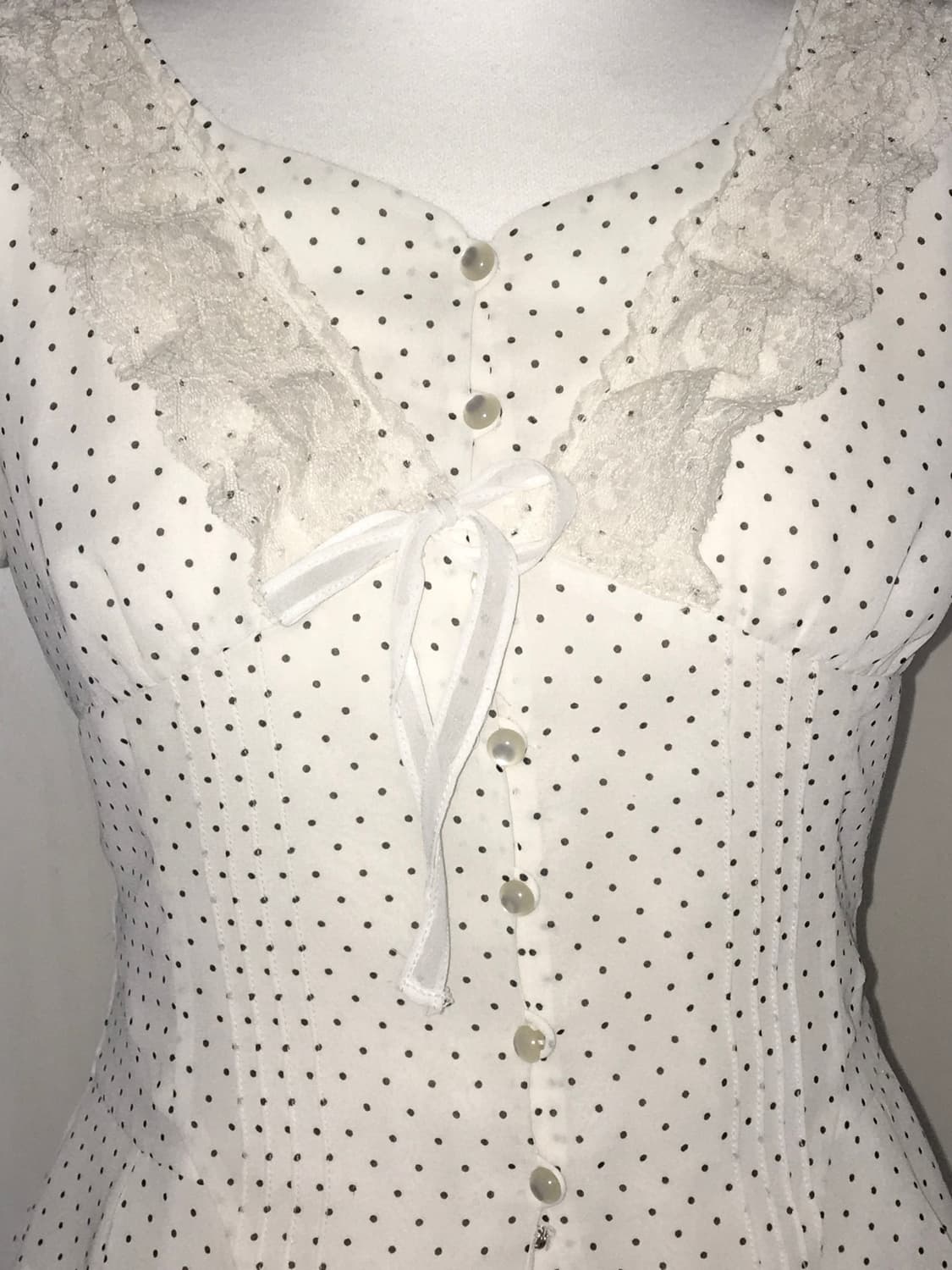 dot lace short-sleeve blouse 상품이미지5