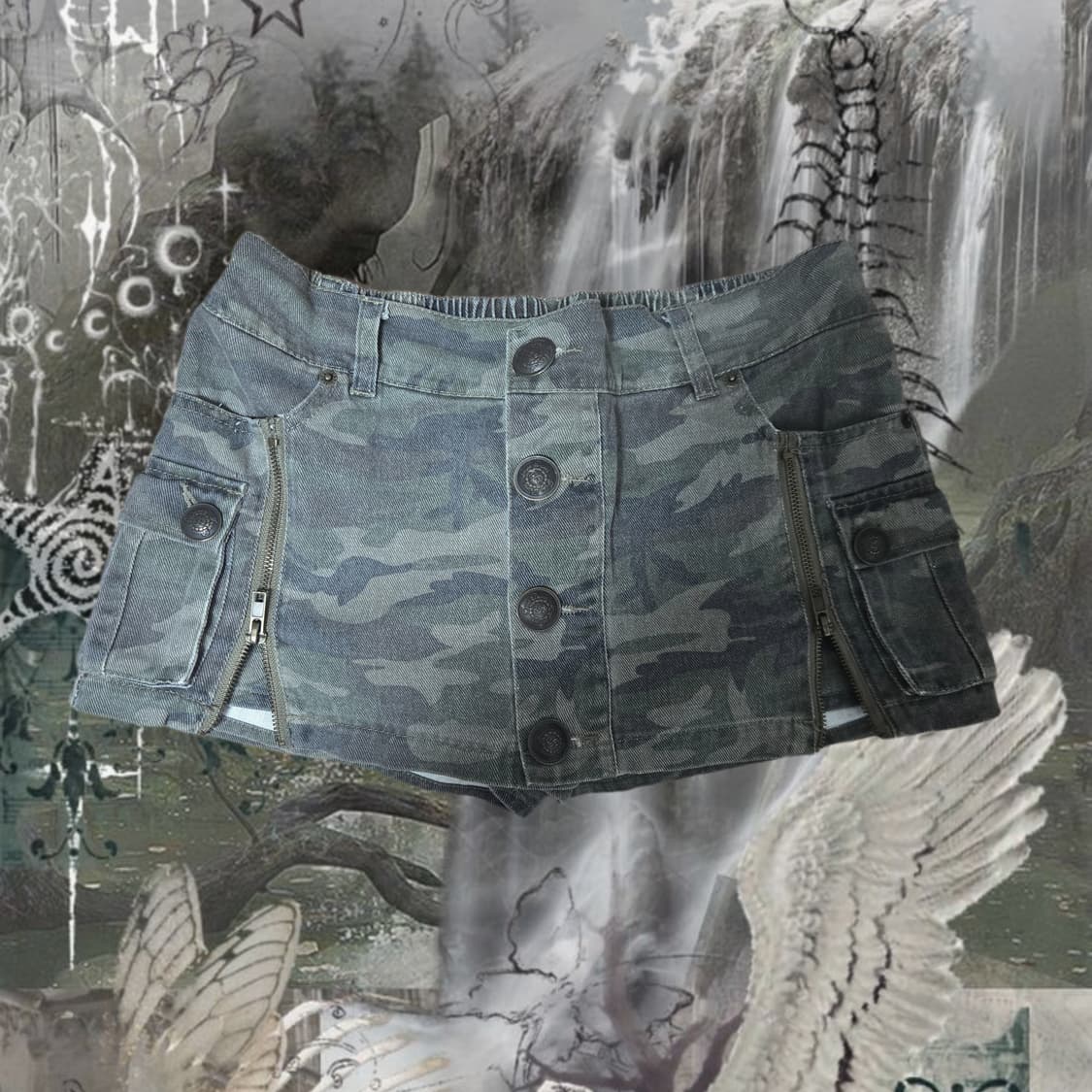 vintage camo Zipper short skirt 상품이미지1