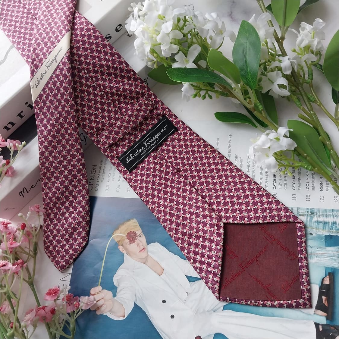 살바토레 페라가모 코끼리 모티브 넥타이 8.9cm A~B등급 K2176 상품이미지6