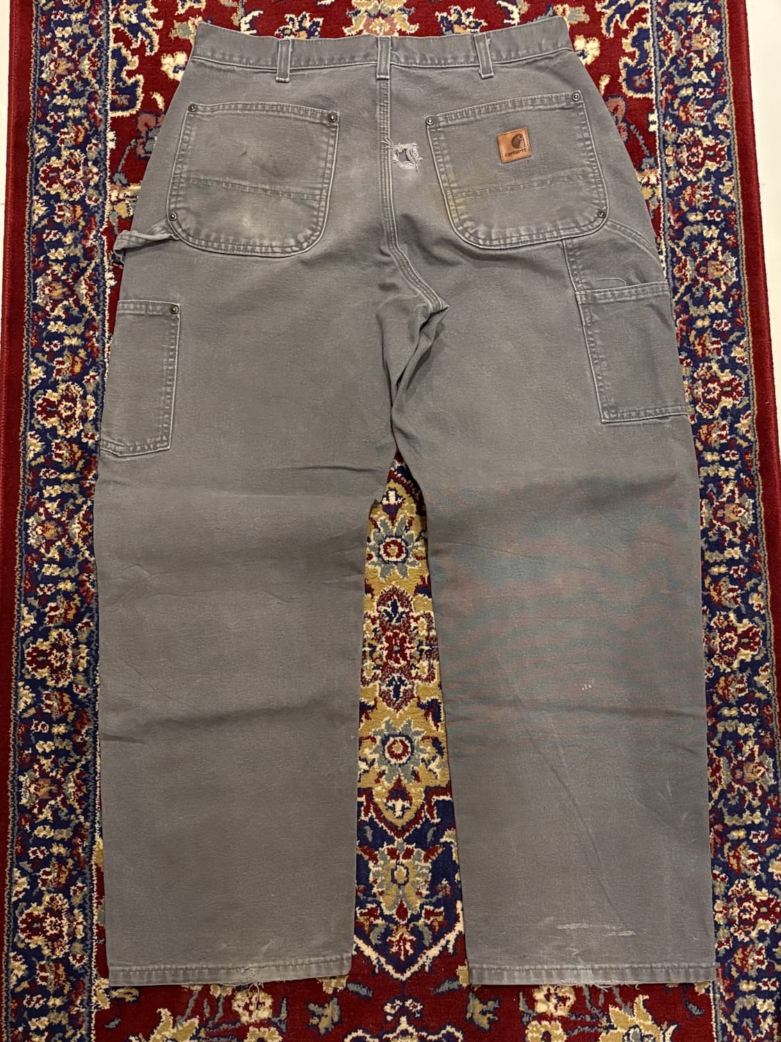 [B136] 빈티지 칼하트 더블니 그레이 차콜 썩블니 덩가리핏 32x30 상품이미지6