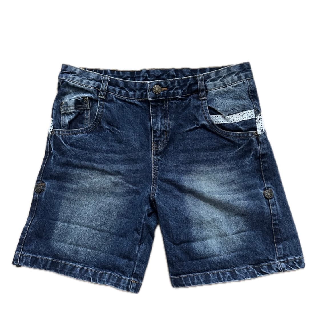 일본빈티지 레이스 데님 숏팬츠 상품이미지2
