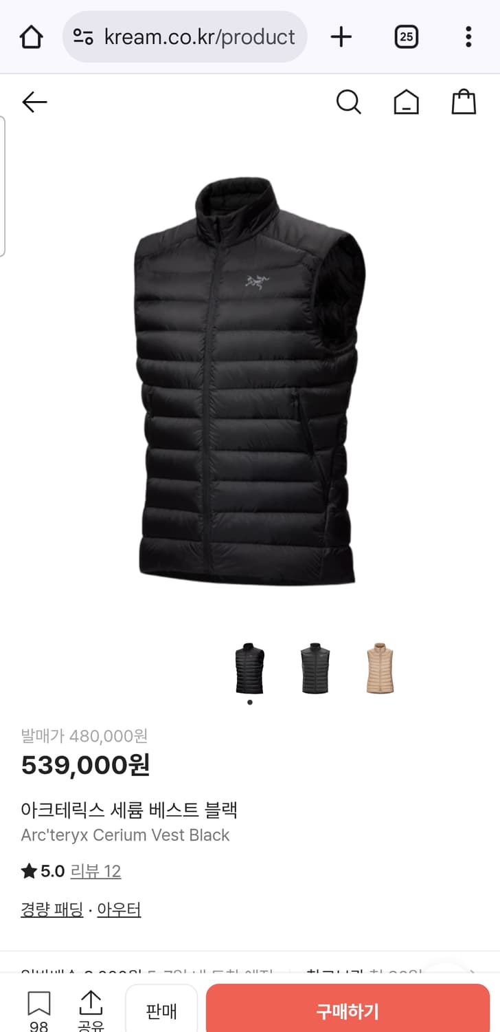 M 새상품) 아크테릭스 세륨 베스트 조끼 블랙 상품이미지1