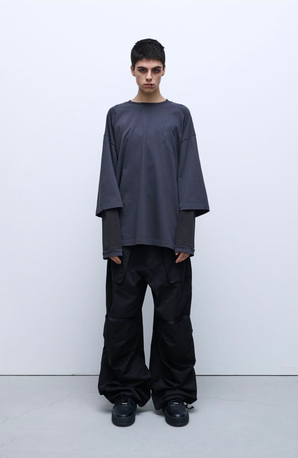 ETCE 아카이브 와플 레이어드 롱슬리브 차콜 상품이미지1