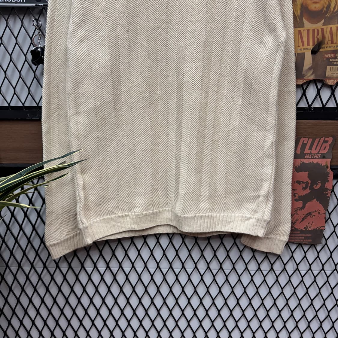00s 챕스 헤링본 텍스쳐 코튼 니트 전면 로고 포인트 아이보리 상품이미지4