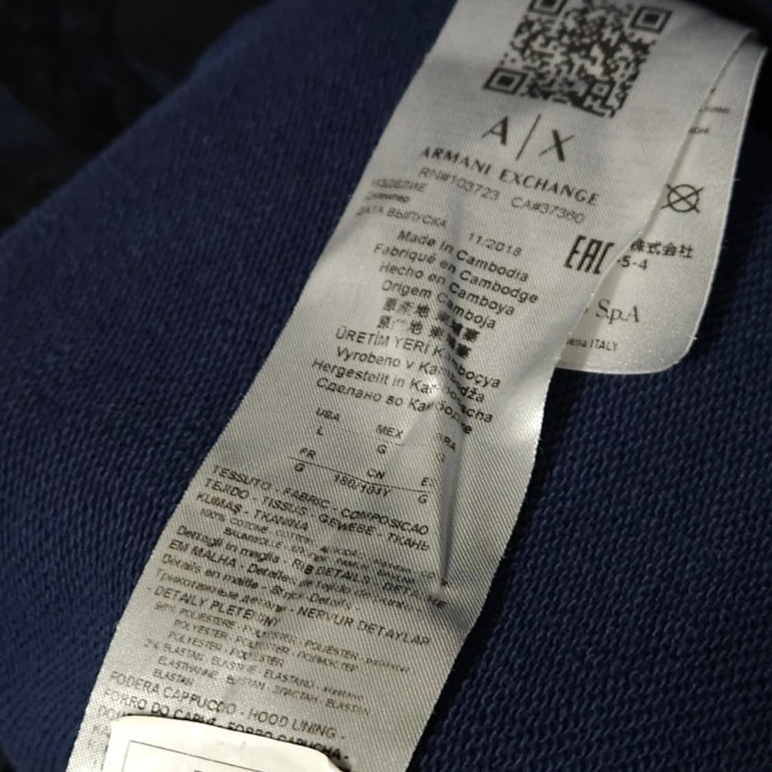 100 ARMANI 아르마니 익스체인지 카모 후드티 루즈핏 네이비 상품이미지8