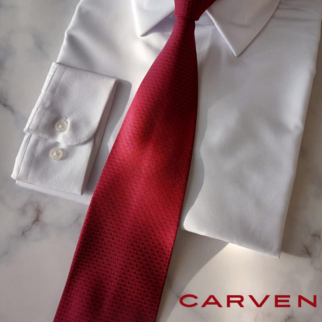 까르뱅 레드 텍스처 실크 넥타이 9.4cm A+등급 A19010 상품이미지1