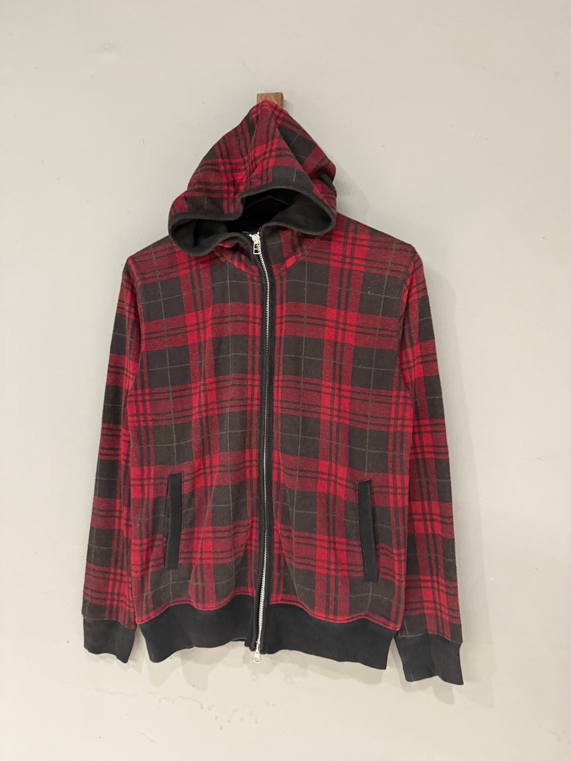 tartan check pattern 2-way hood zip-up 상품이미지3