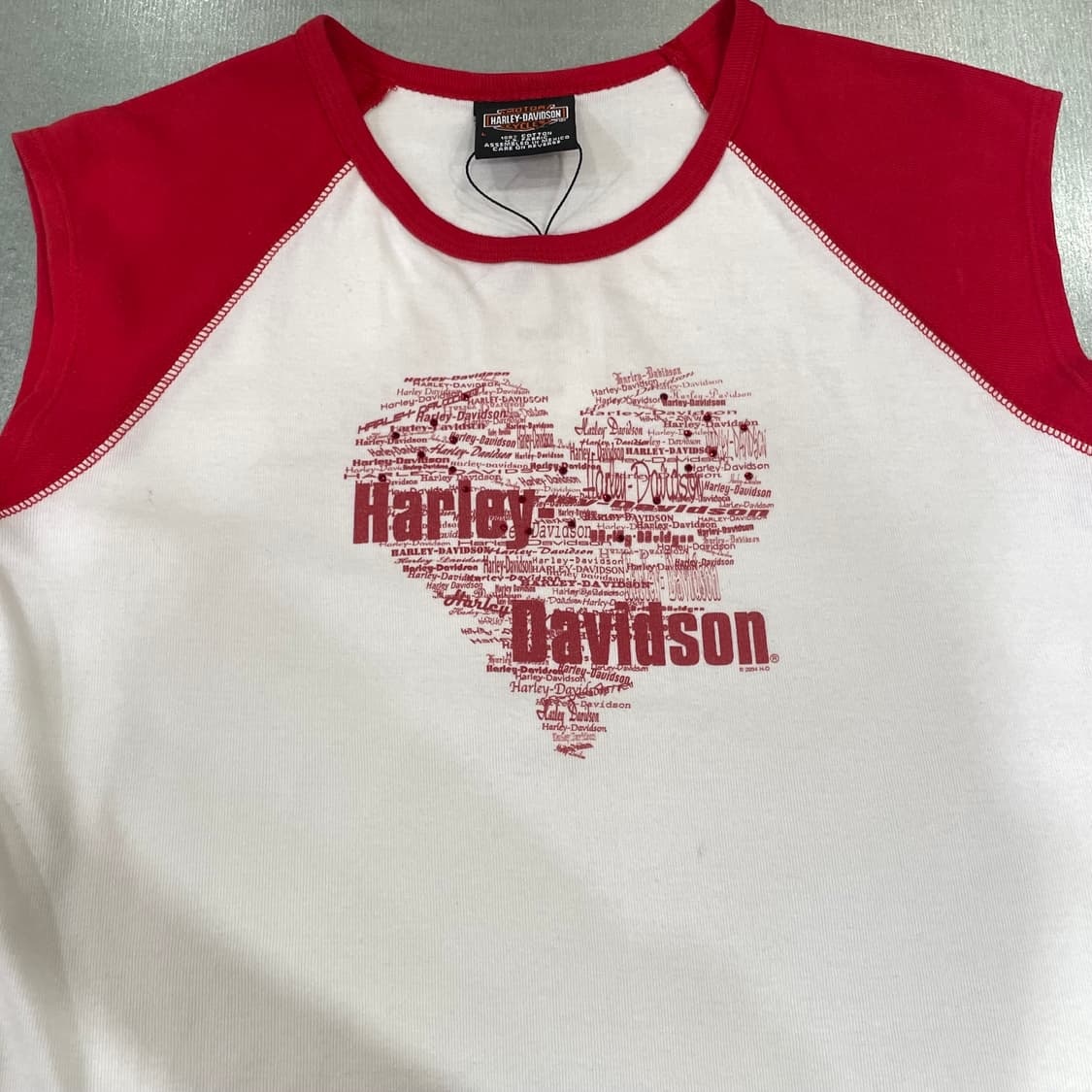 (L) Harley Davidson 할리 프린팅 슬리브리스 상품이미지8