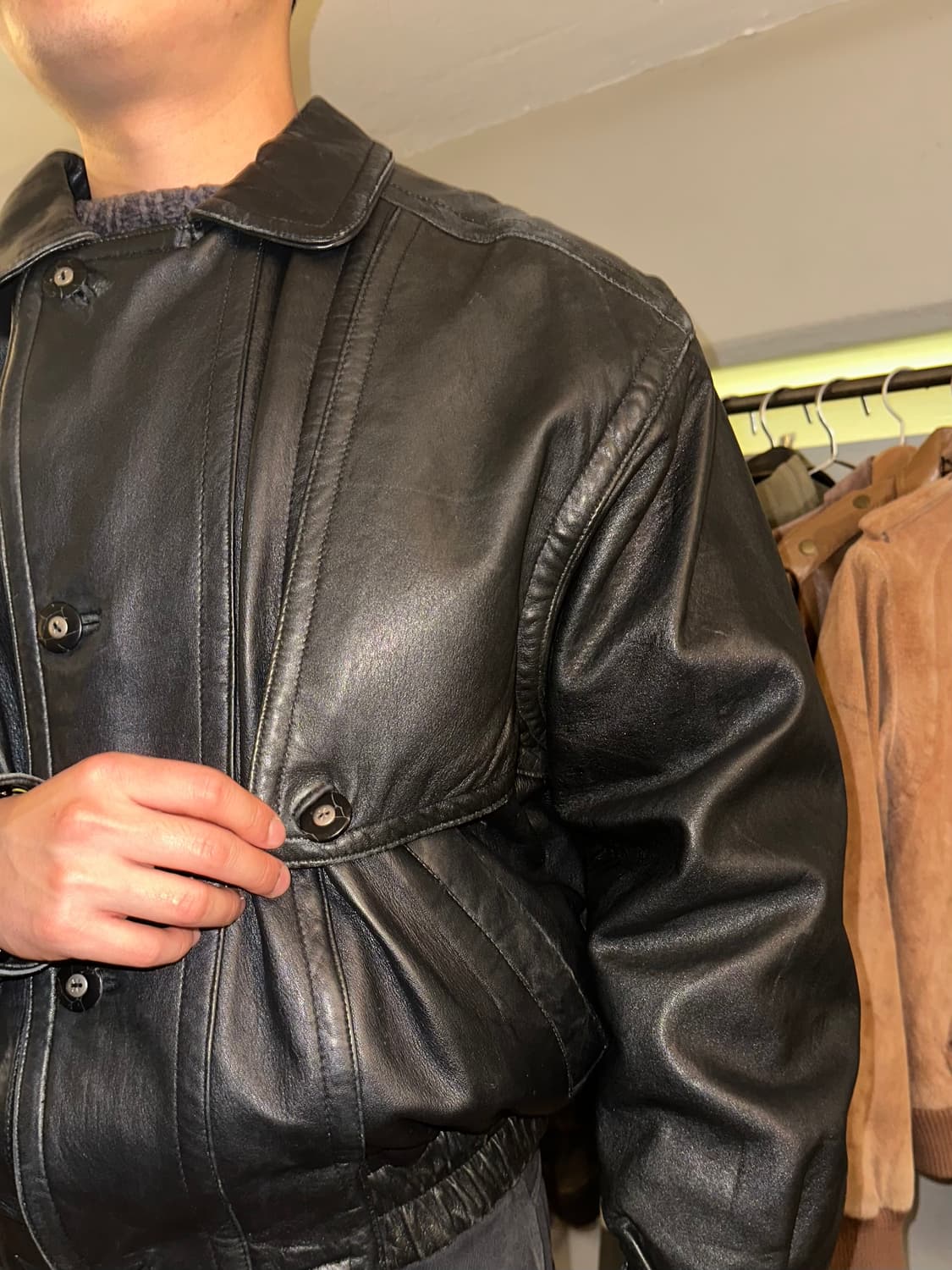 90’s Japanese cow-leather bomber jacket 상품이미지5