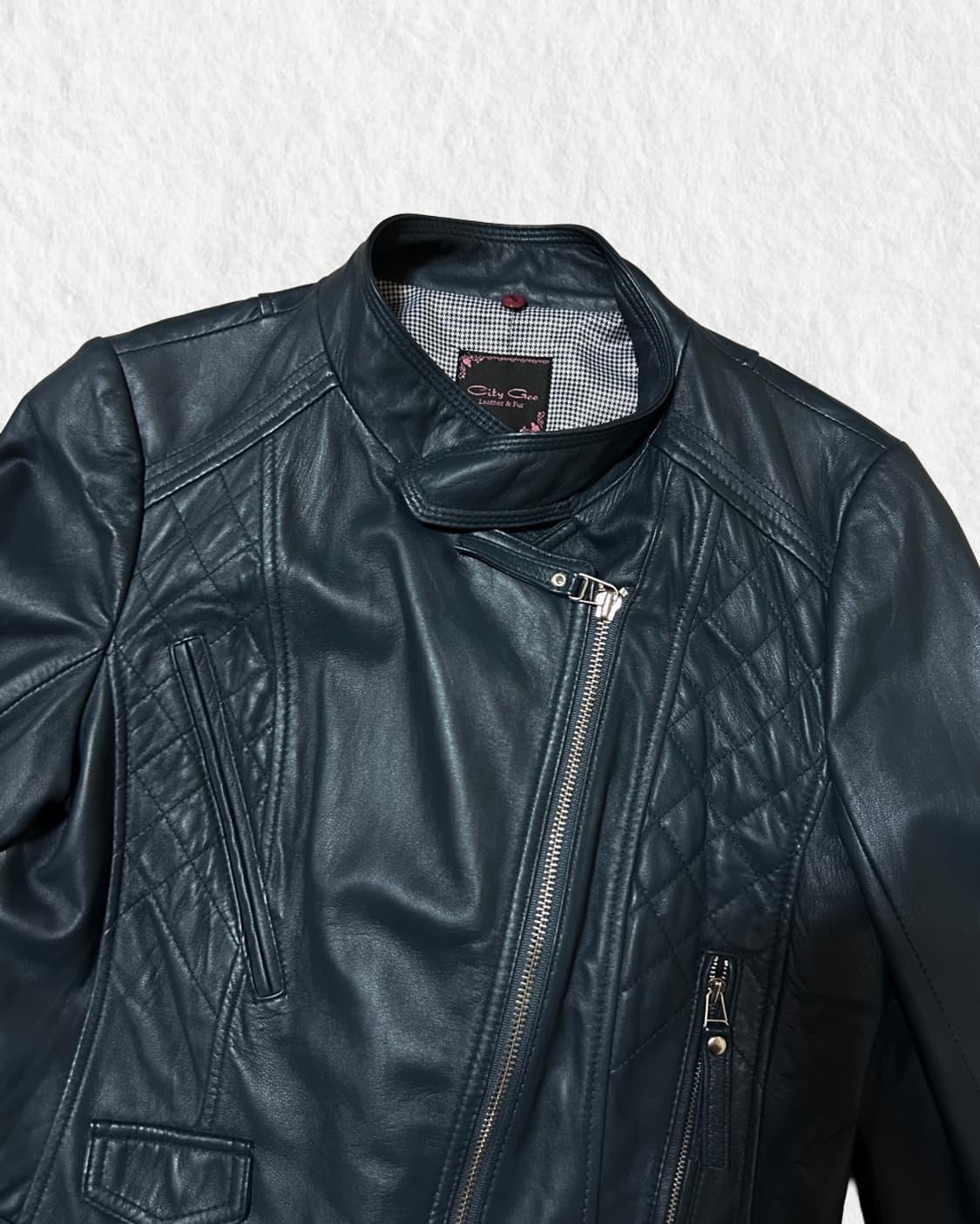 City Gee 청록색 양가죽 자켓 상품이미지5