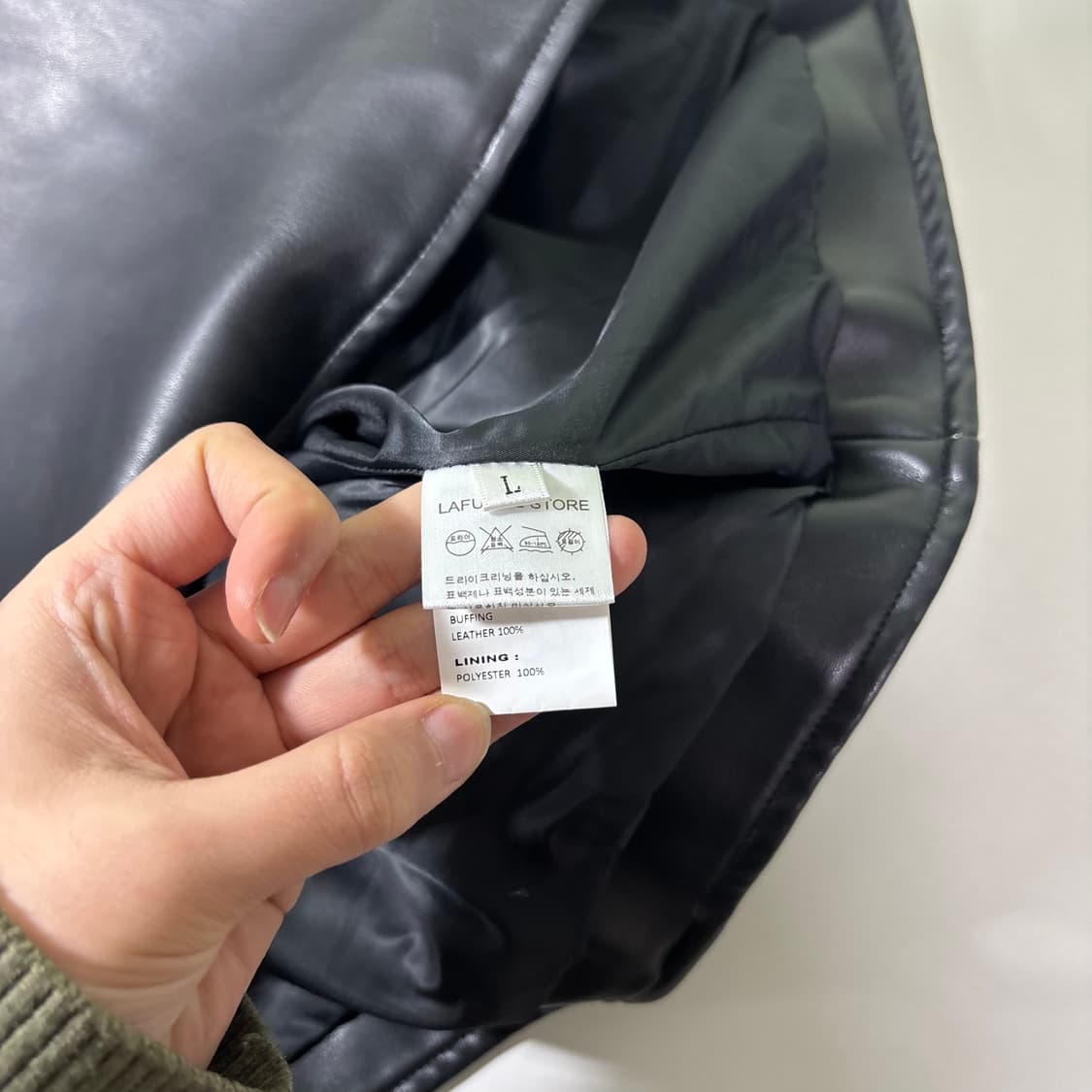 L 라퍼지스토어 블랙 투웨이 카라넥 가죽자켓 상품이미지5