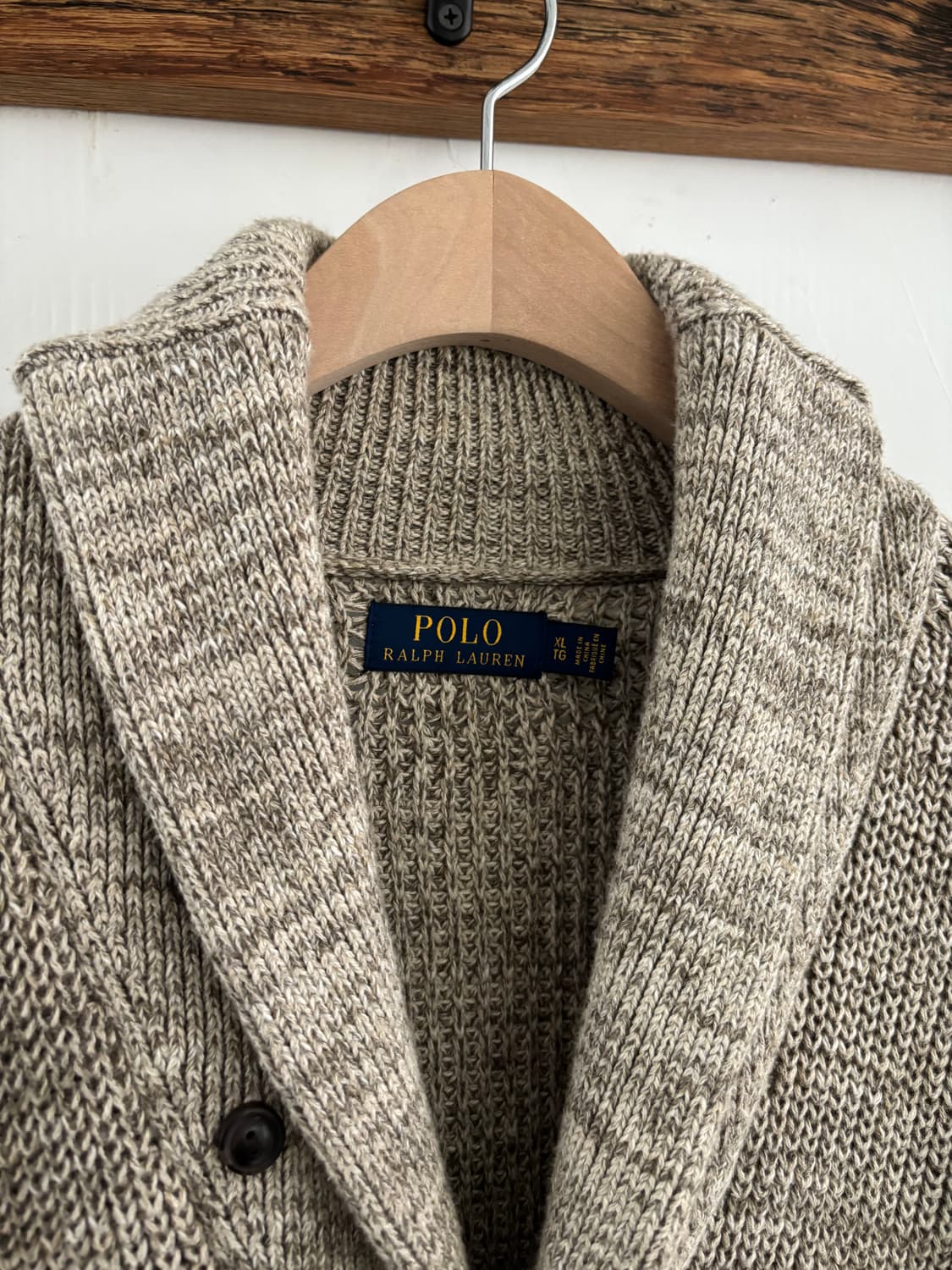 Polo 폴로 랄프로렌 신형 딥베이지 숄카라 코튼 가디건 상품이미지4