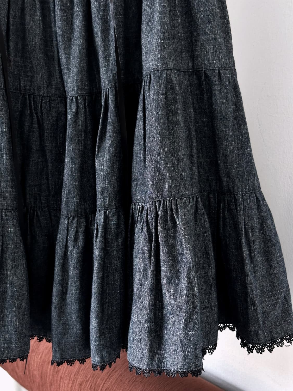 Cotton indigo shirred design 2way skirt 상품이미지7